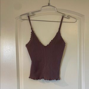 Free People Red Ribbed Fitted Camisole